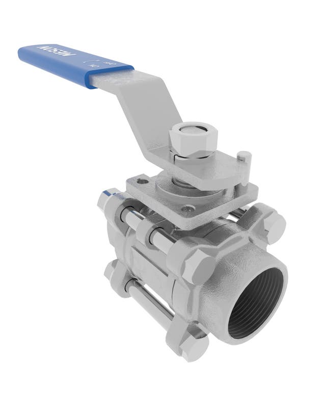 Product image of BALL VALVE 3-PCE ALL FEMALE, DIRECT, LEVER, AISI316/AISI316/CPTFE