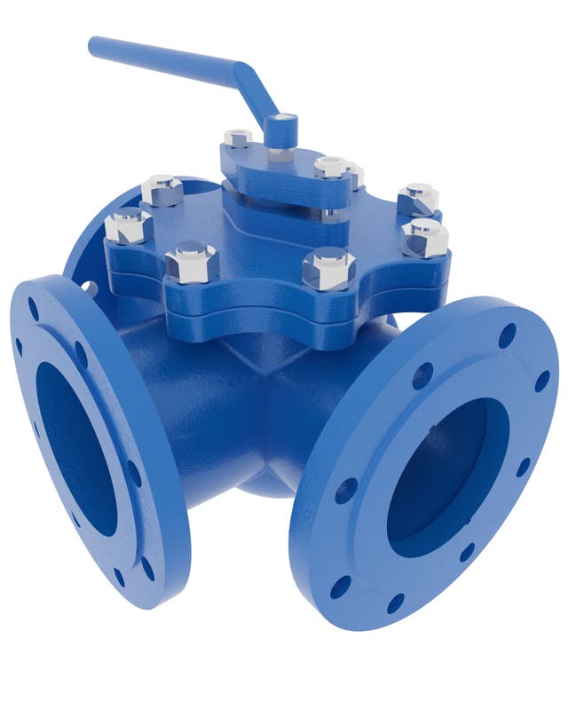 Product image of BALL VALVE 3-WAY FLANGED L-PORT, NON-DIRECT, LEVER, GS-C25/AISI316/RPTFE